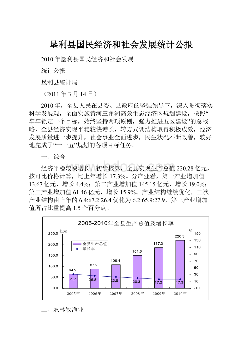 垦利县国民经济和社会发展统计公报.docx_第1页