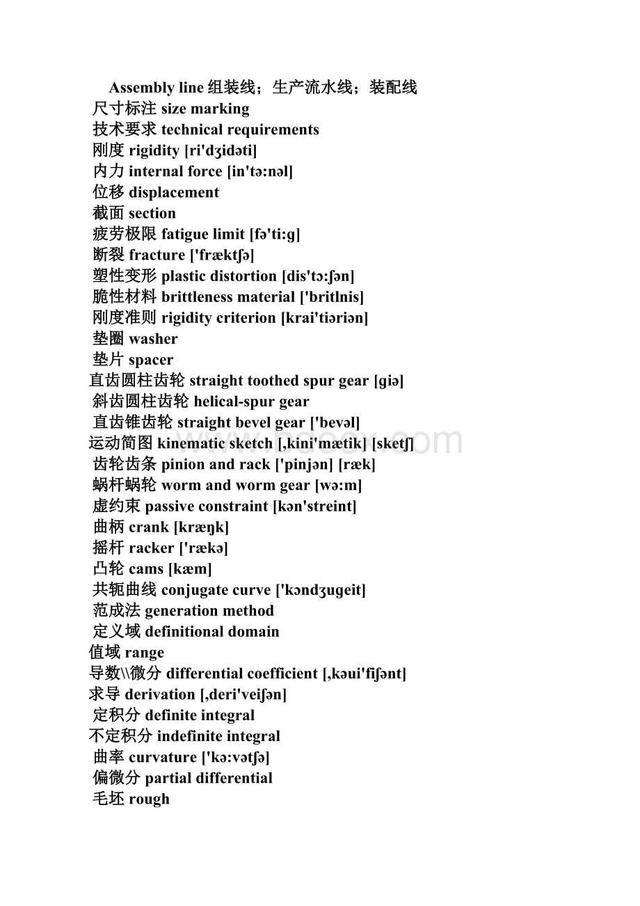 机械专业中英文对照文档格式.docx_第2页