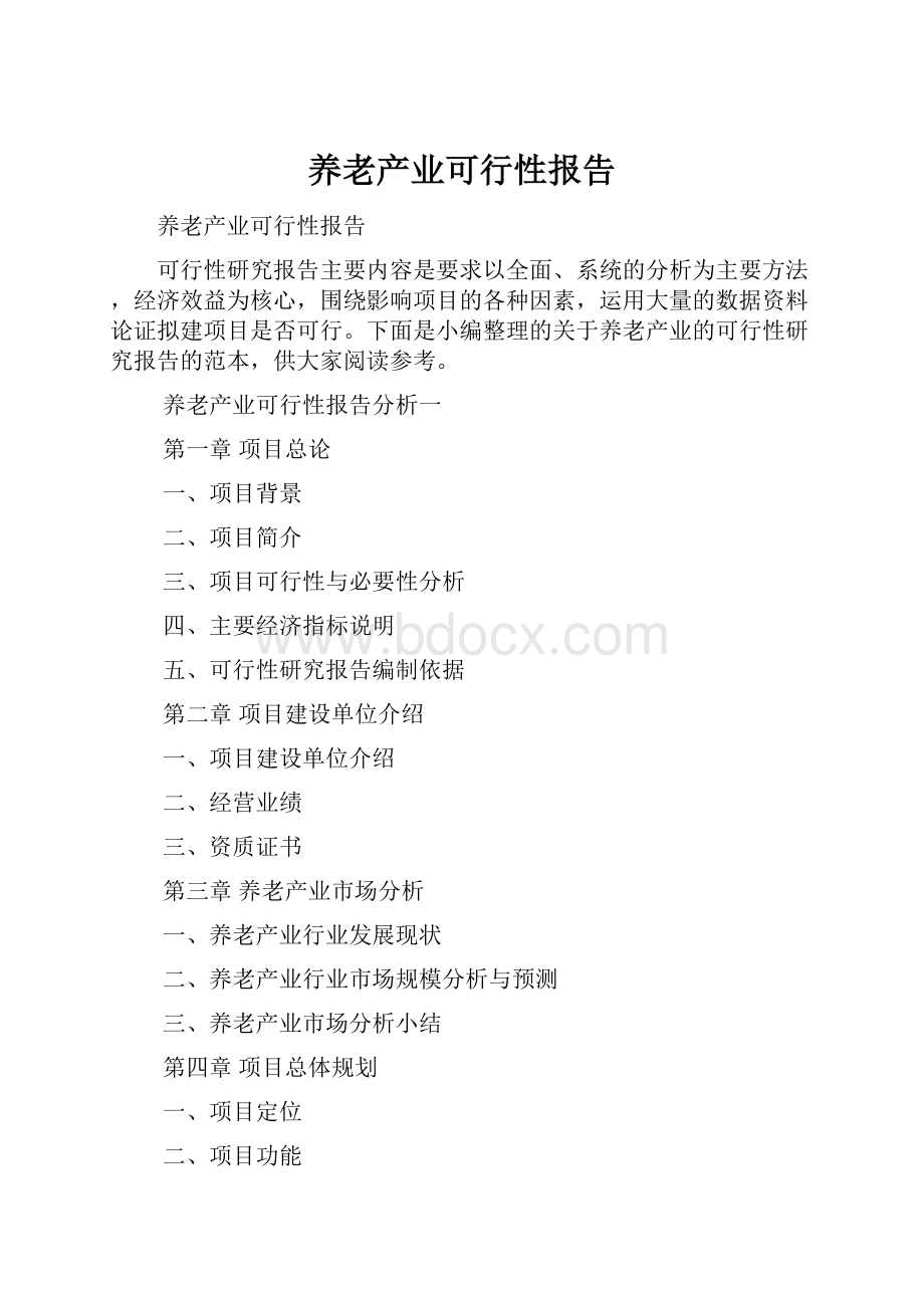 养老产业可行性报告Word文档格式.docx_第1页