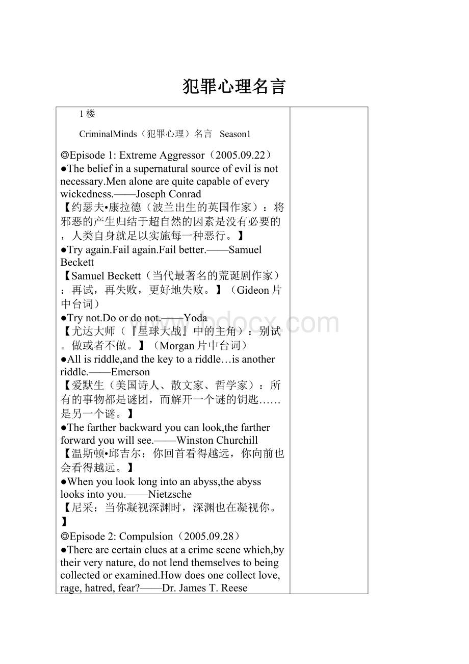 犯罪心理名言Word文档格式.docx