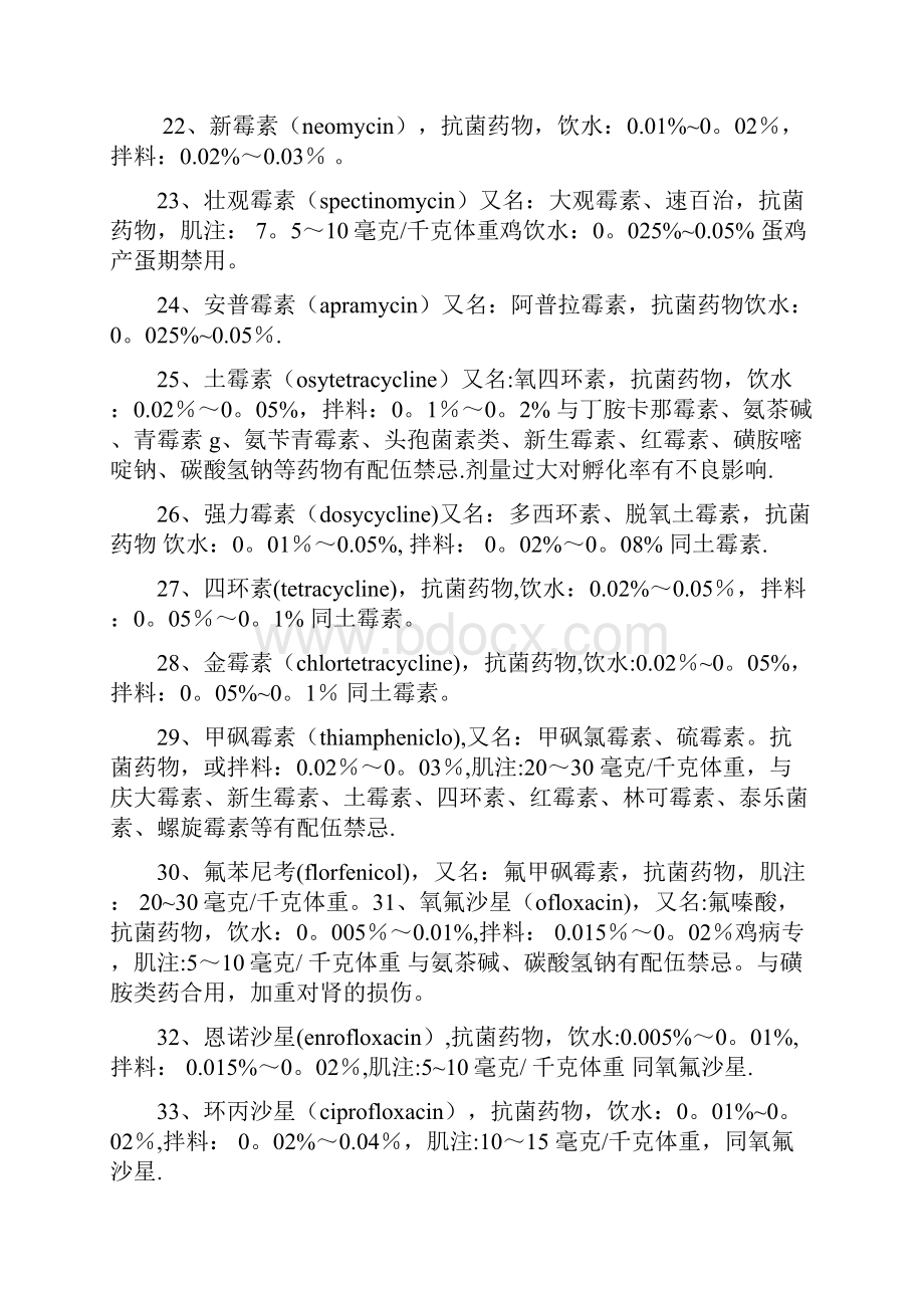 鸡常见药物用法用量表.docx_第3页