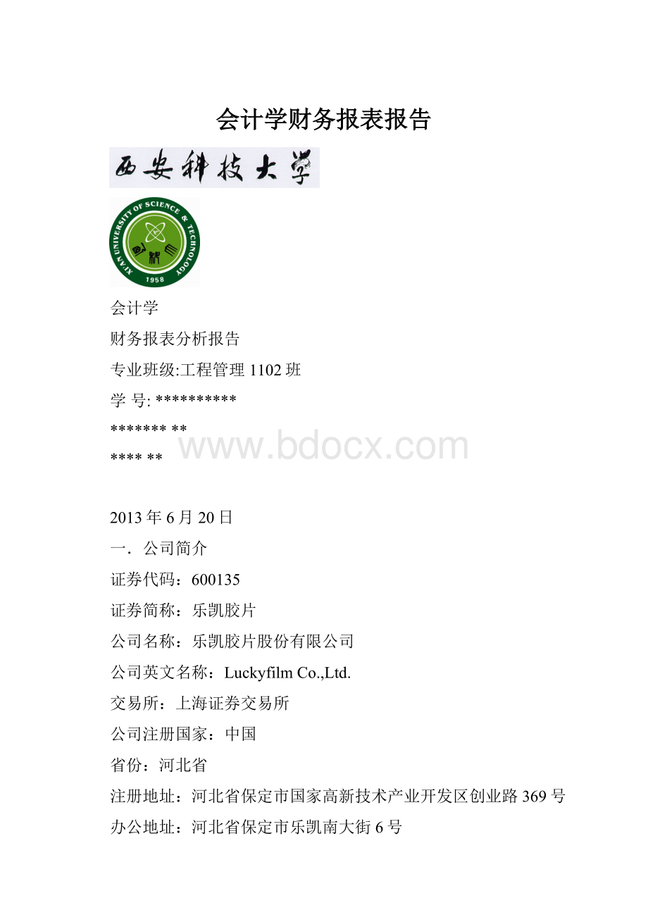 会计学财务报表报告.docx_第1页