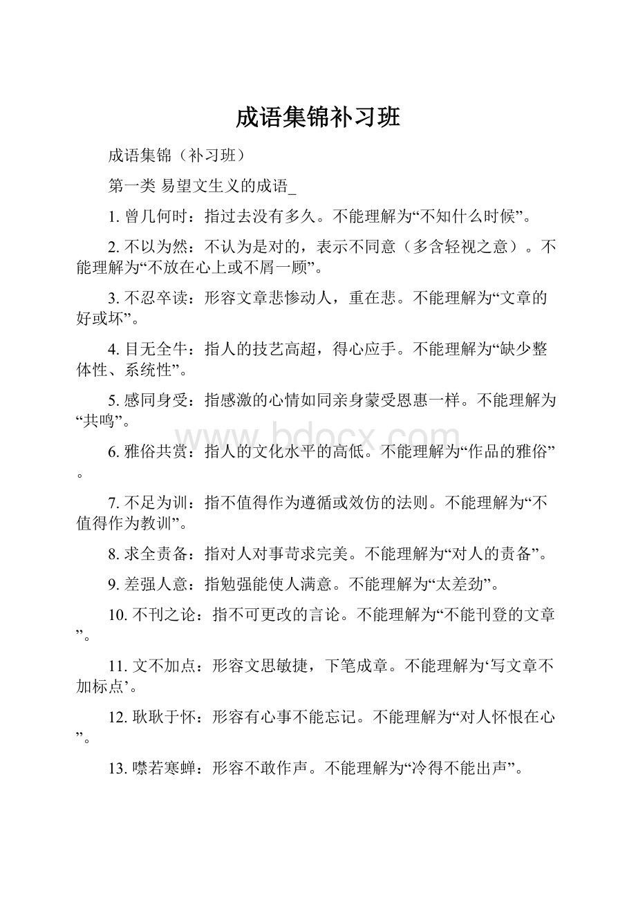 成语集锦补习班Word下载.docx