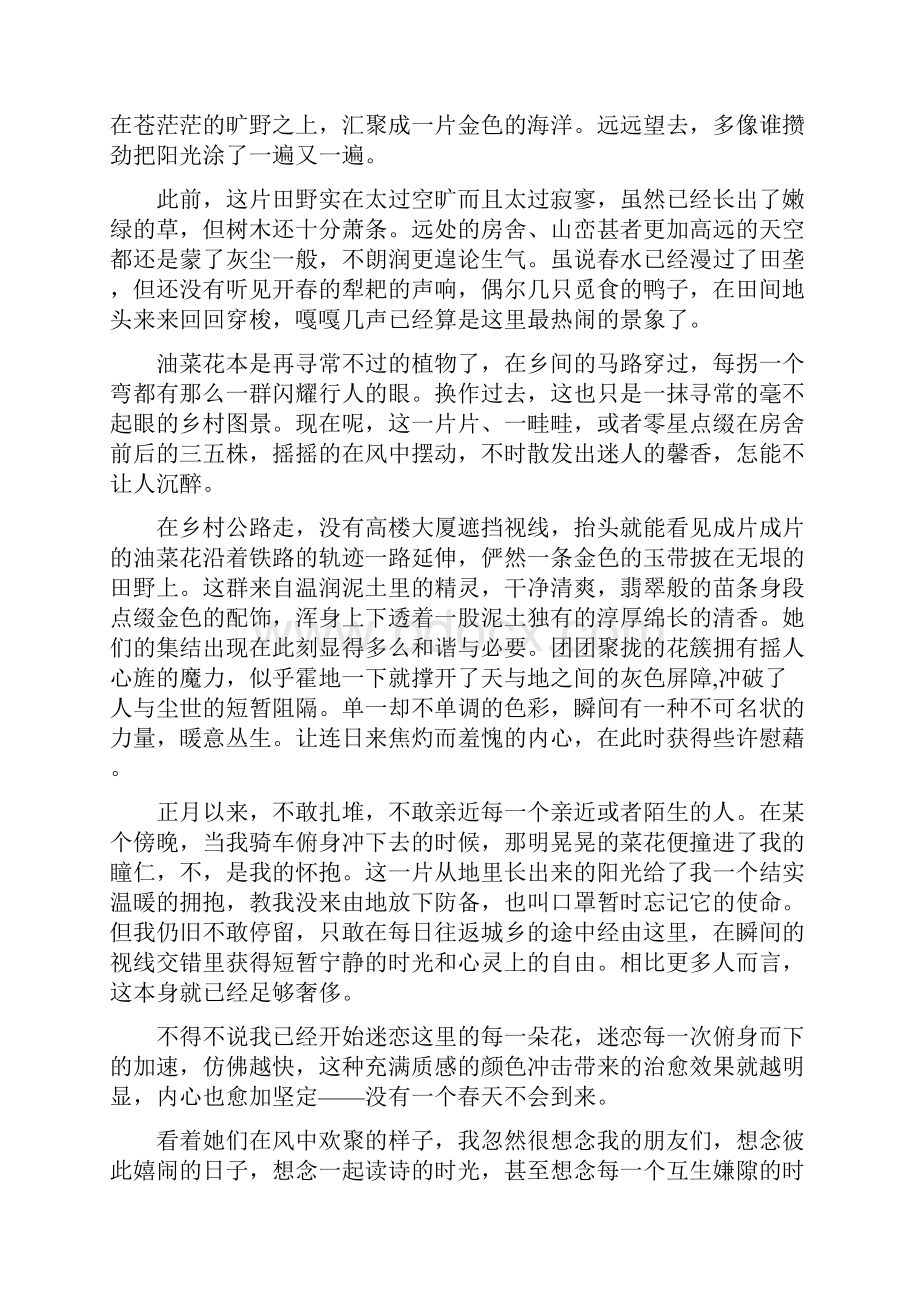 众志成城抗击疫情征文优秀散文六篇.docx_第2页