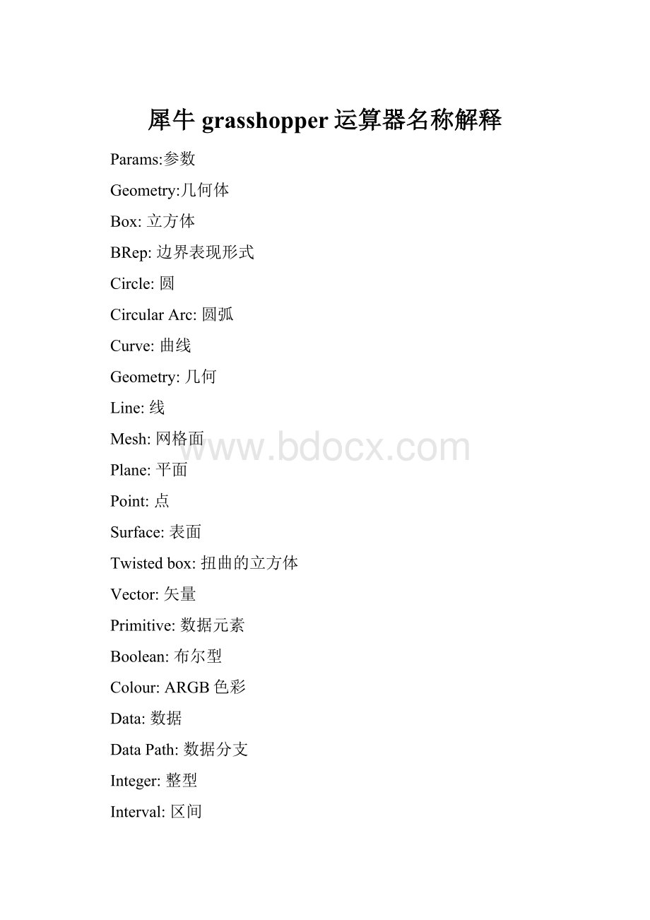 犀牛grasshopper运算器名称解释Word格式.docx_第1页
