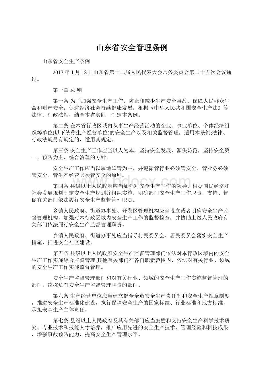 山东省安全管理条例.docx