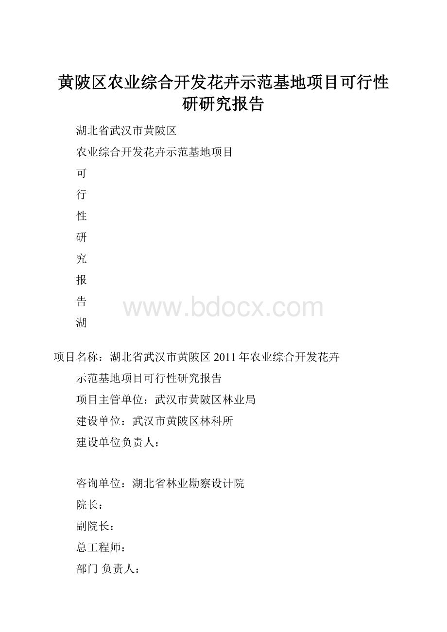 黄陂区农业综合开发花卉示范基地项目可行性研研究报告Word下载.docx