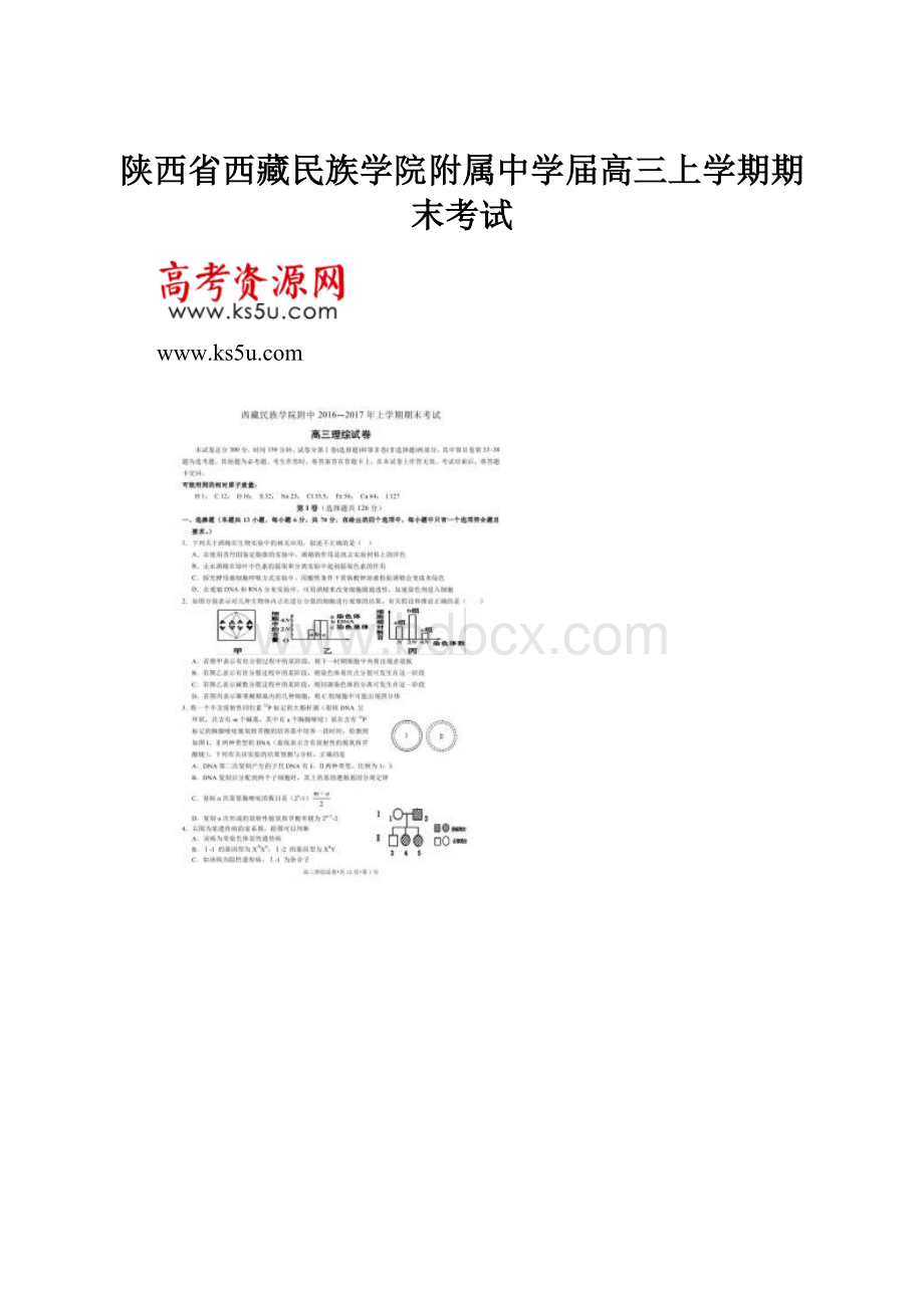 陕西省西藏民族学院附属中学届高三上学期期末考试Word文件下载.docx