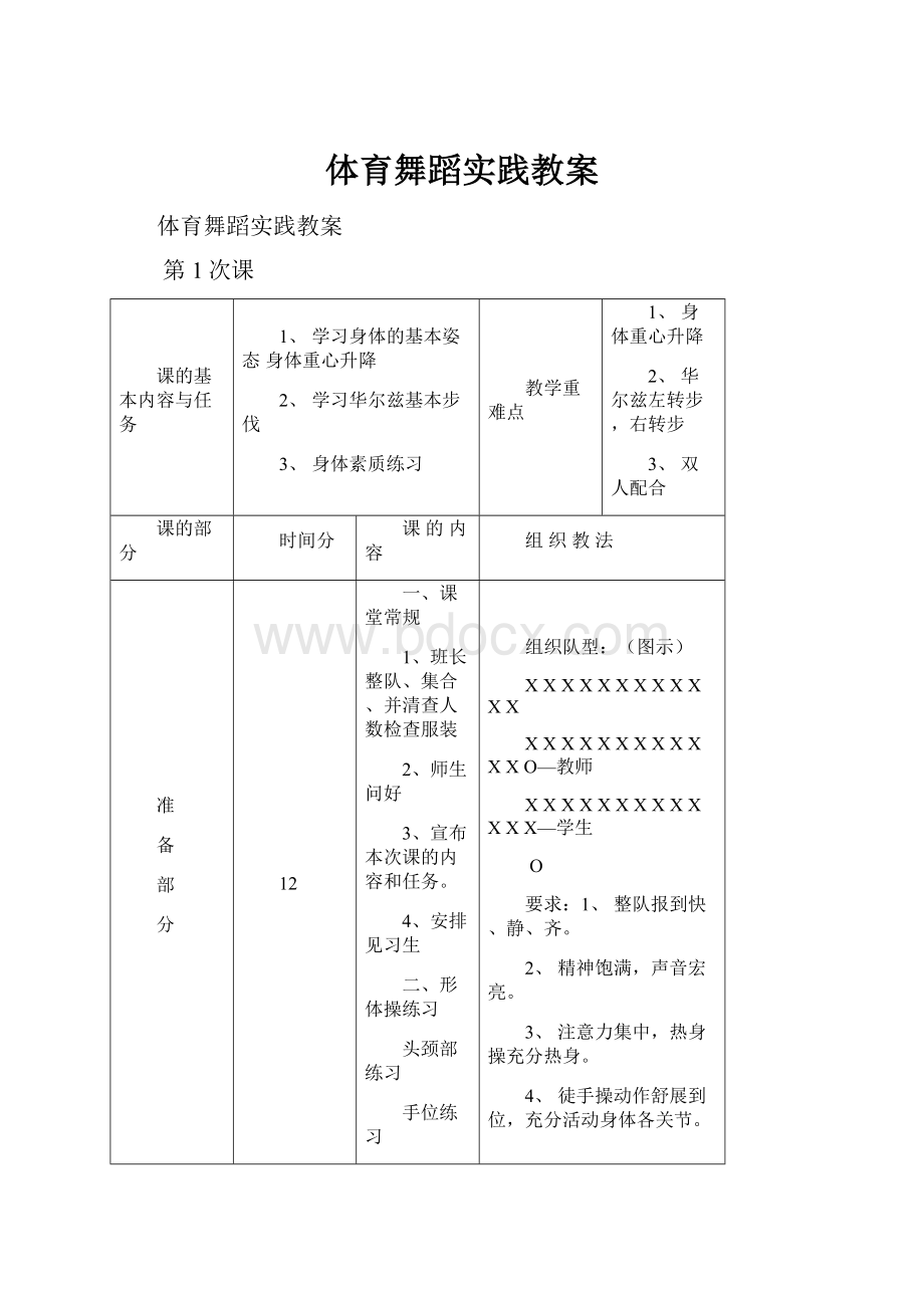 体育舞蹈实践教案.docx_第1页