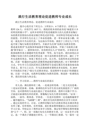 践行生活教育理论促进教师专业成长.docx