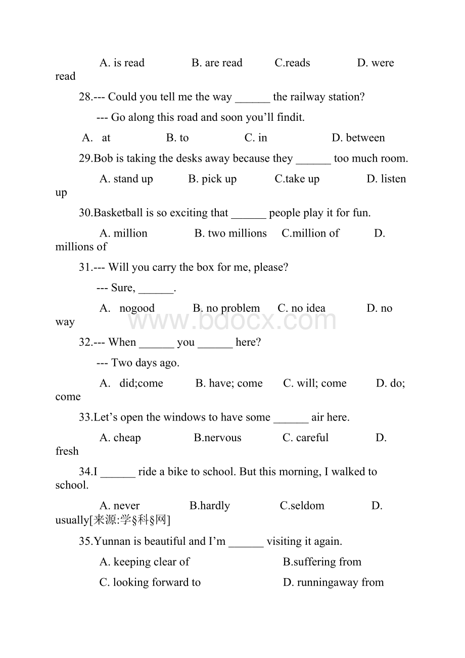 最新中考试题精品解析英语天津卷Word文件下载.docx_第2页