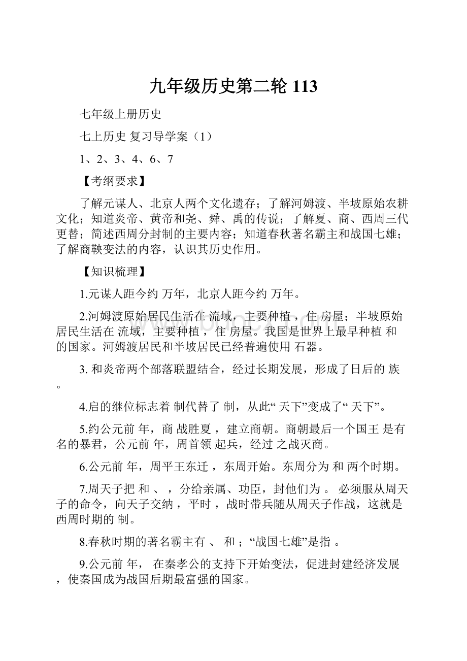 九年级历史第二轮113.docx_第1页