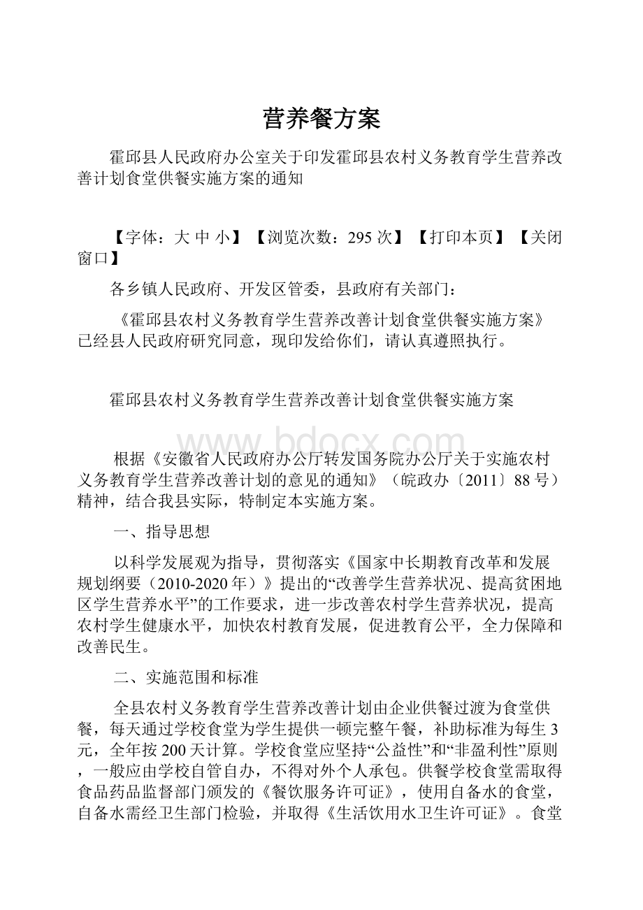 营养餐方案Word文件下载.docx