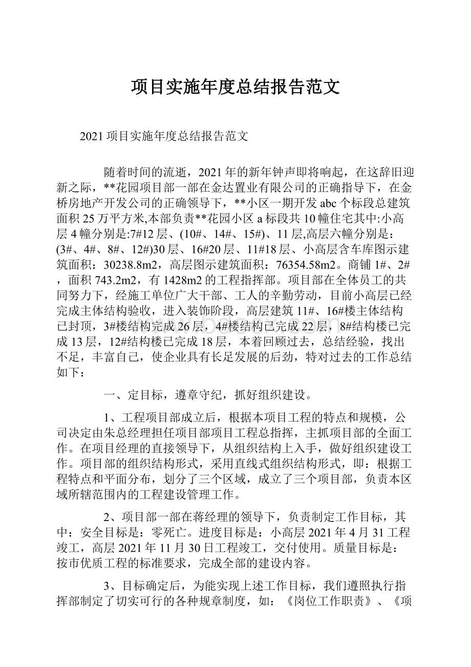 项目实施年度总结报告范文.docx_第1页