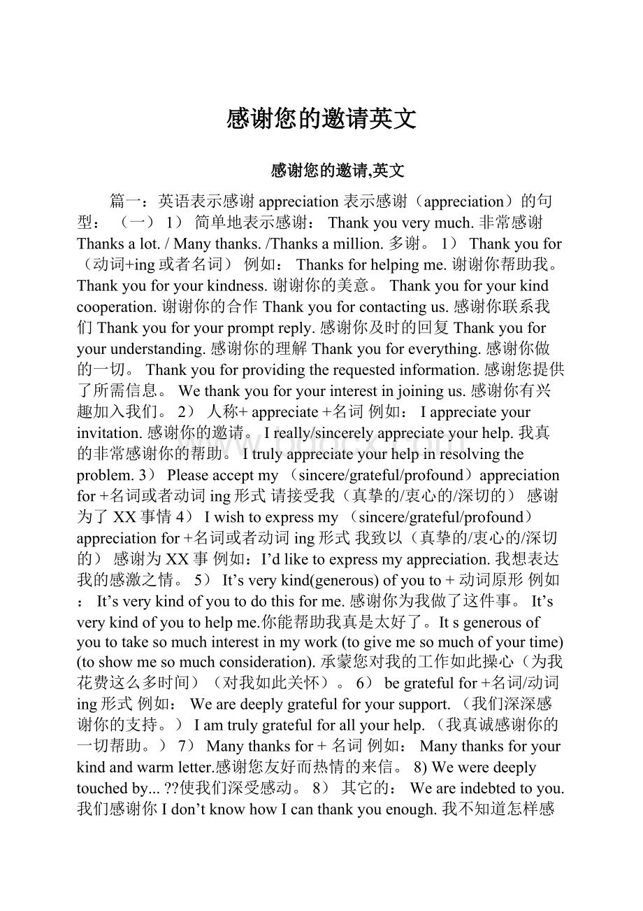 感谢您的邀请英文Word格式文档下载.docx