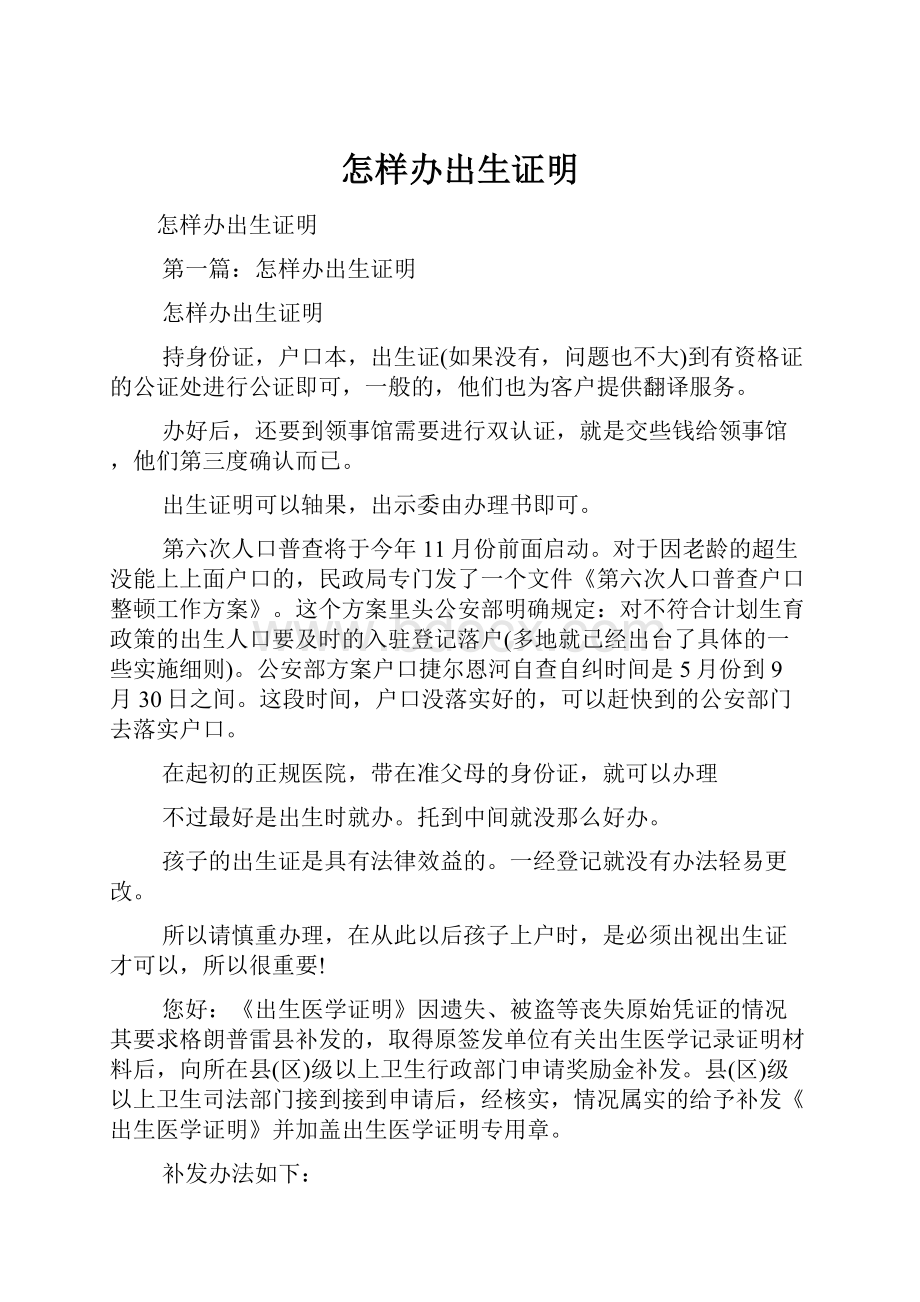 怎样办出生证明文档格式.docx