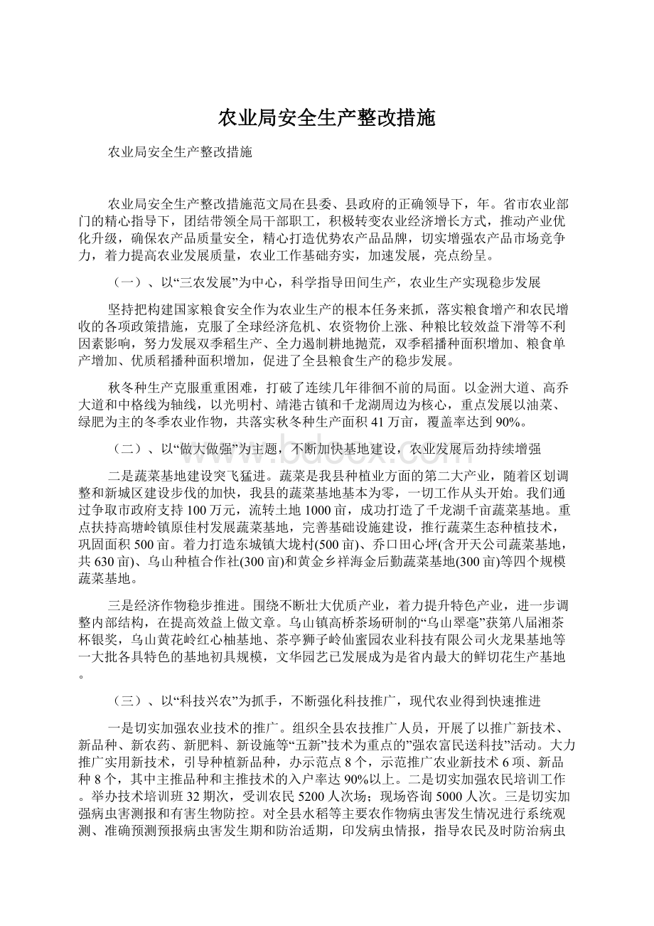 农业局安全生产整改措施.docx