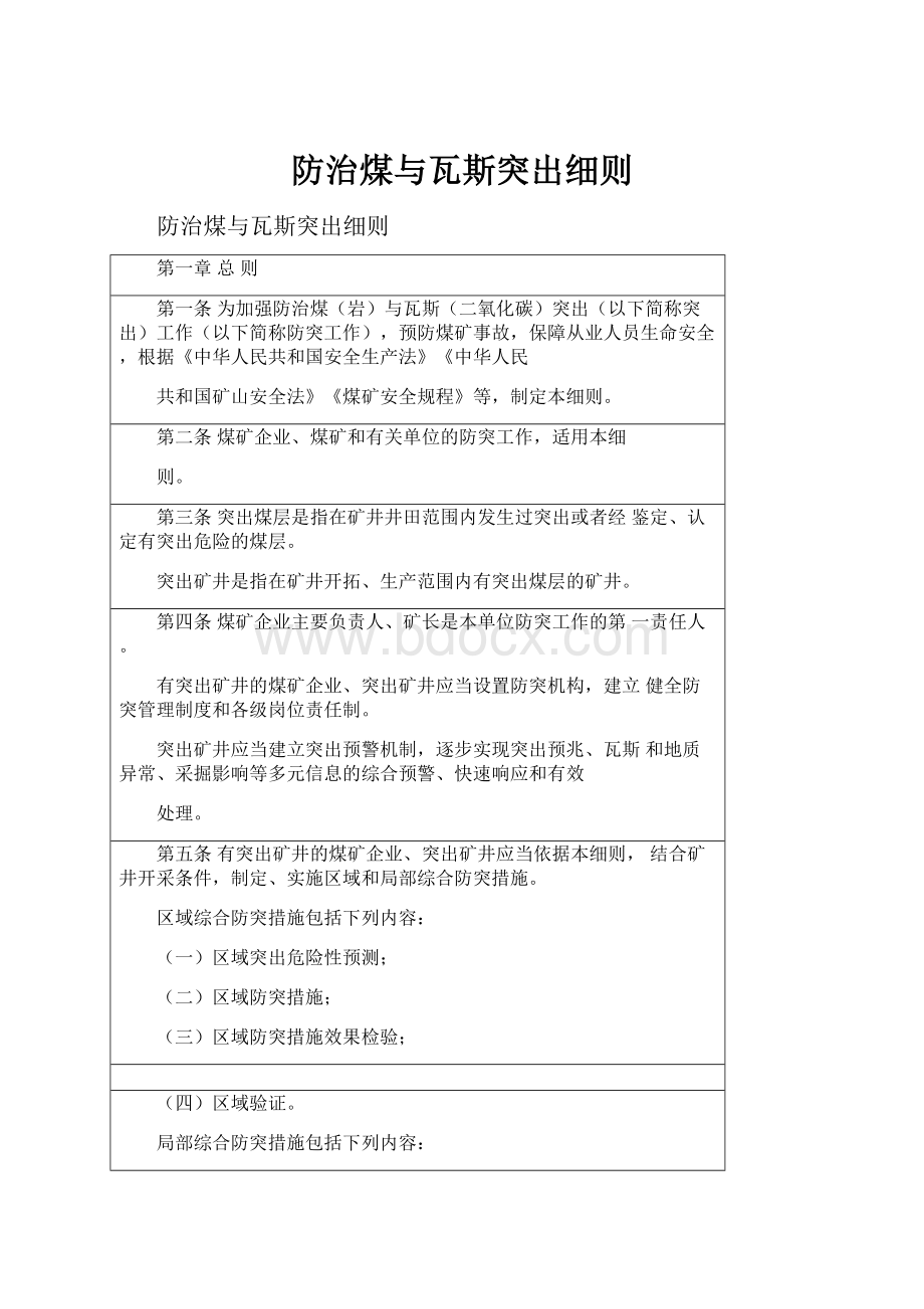 防治煤与瓦斯突出细则Word格式.docx