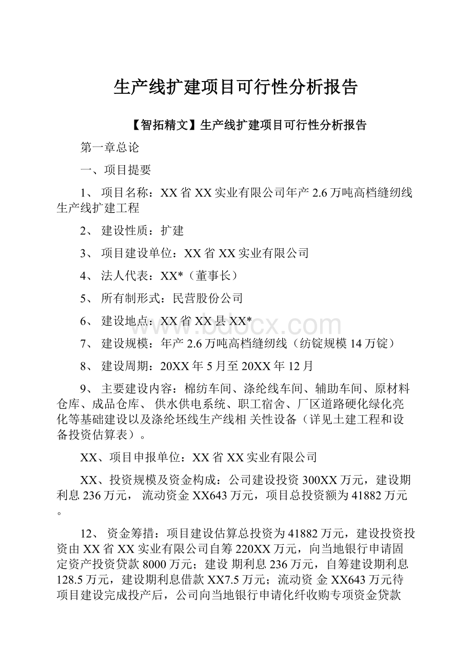 生产线扩建项目可行性分析报告.docx_第1页