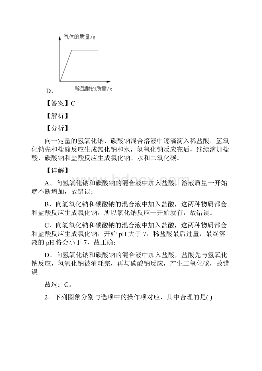 备战中考化学金属及酸碱盐反应的图像的综合热点考点难点.docx_第2页