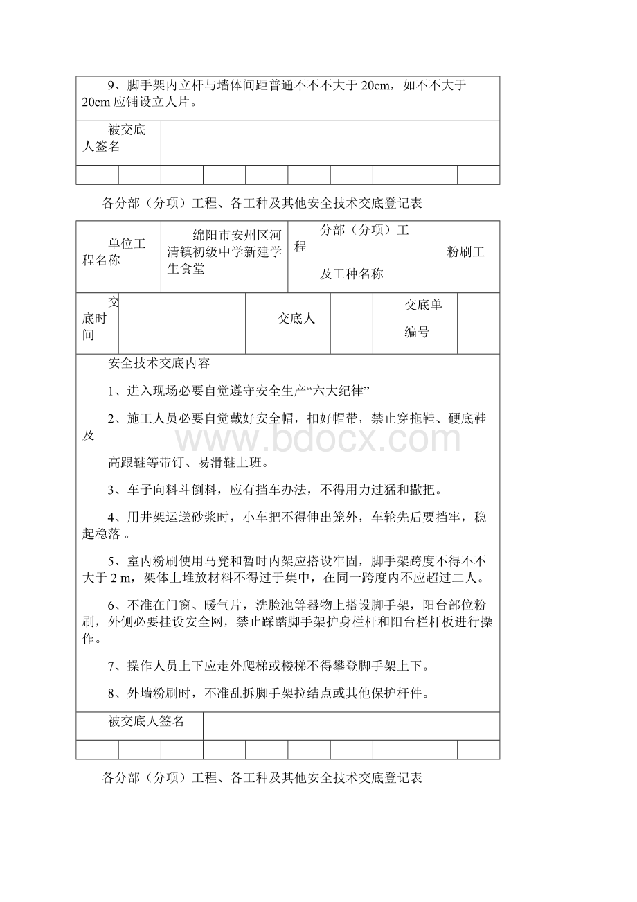 安全技术交底记录表全套样本Word格式.docx_第2页