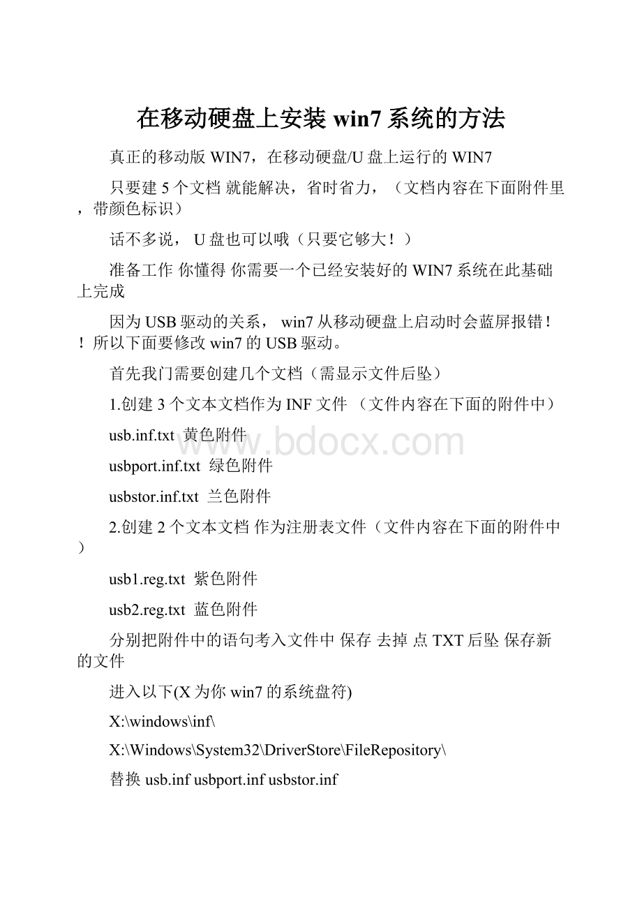 在移动硬盘上安装win7系统的方法.docx_第1页