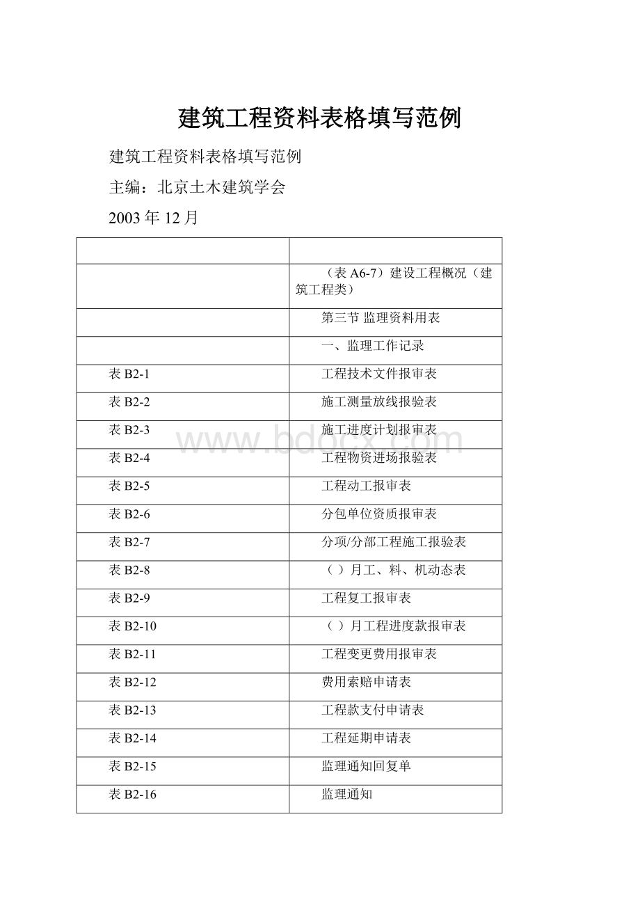 建筑工程资料表格填写范例.docx