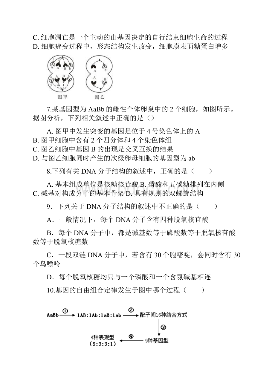 安徽省安庆市五校联盟届高三上学期开学考试生物试题精校Word版含答案文档格式.docx_第3页