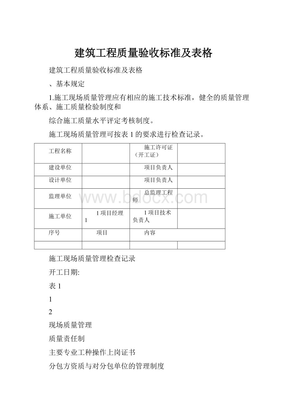 建筑工程质量验收标准及表格.docx