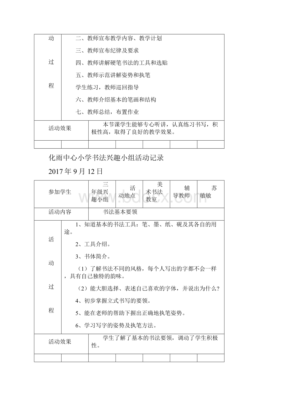 书法兴趣小组活动记录.docx_第2页