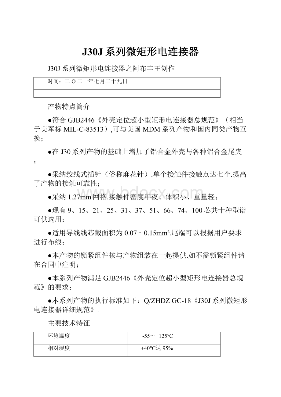 J30J系列微矩形电连接器.docx