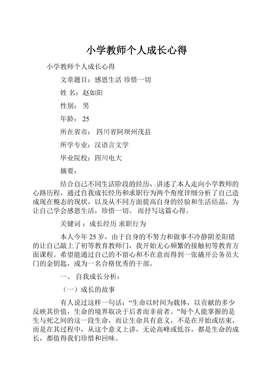 小学教师个人成长心得.docx