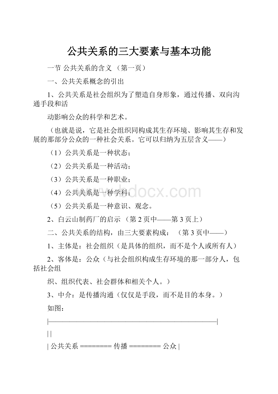 公共关系的三大要素与基本功能.docx