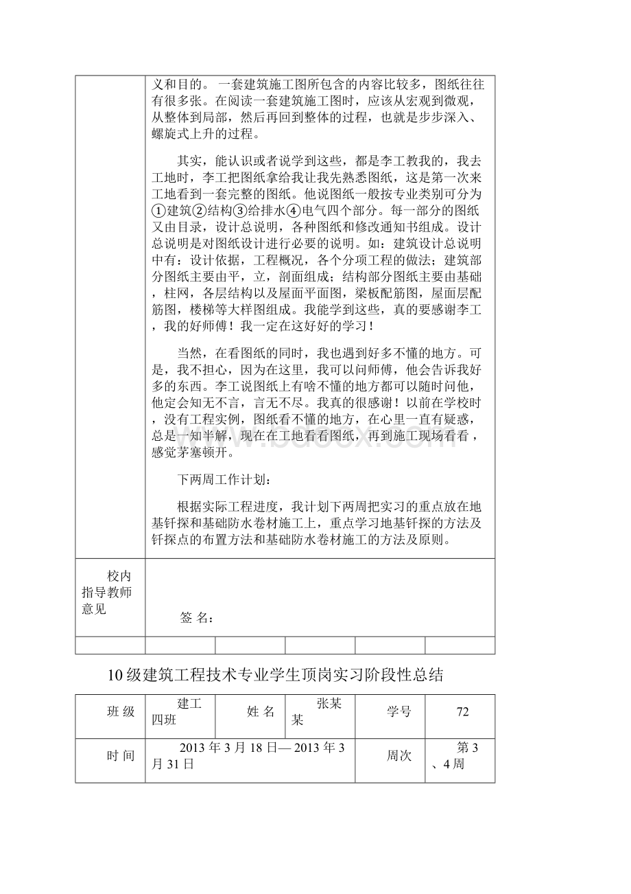 建筑专业顶岗实习阶段性总结.docx_第2页