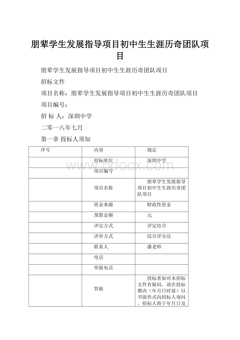 朋辈学生发展指导项目初中生生涯历奇团队项目Word文档格式.docx