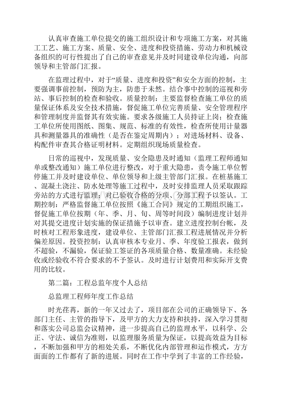 工程总监代表个人工作总结多篇文档格式.docx_第2页