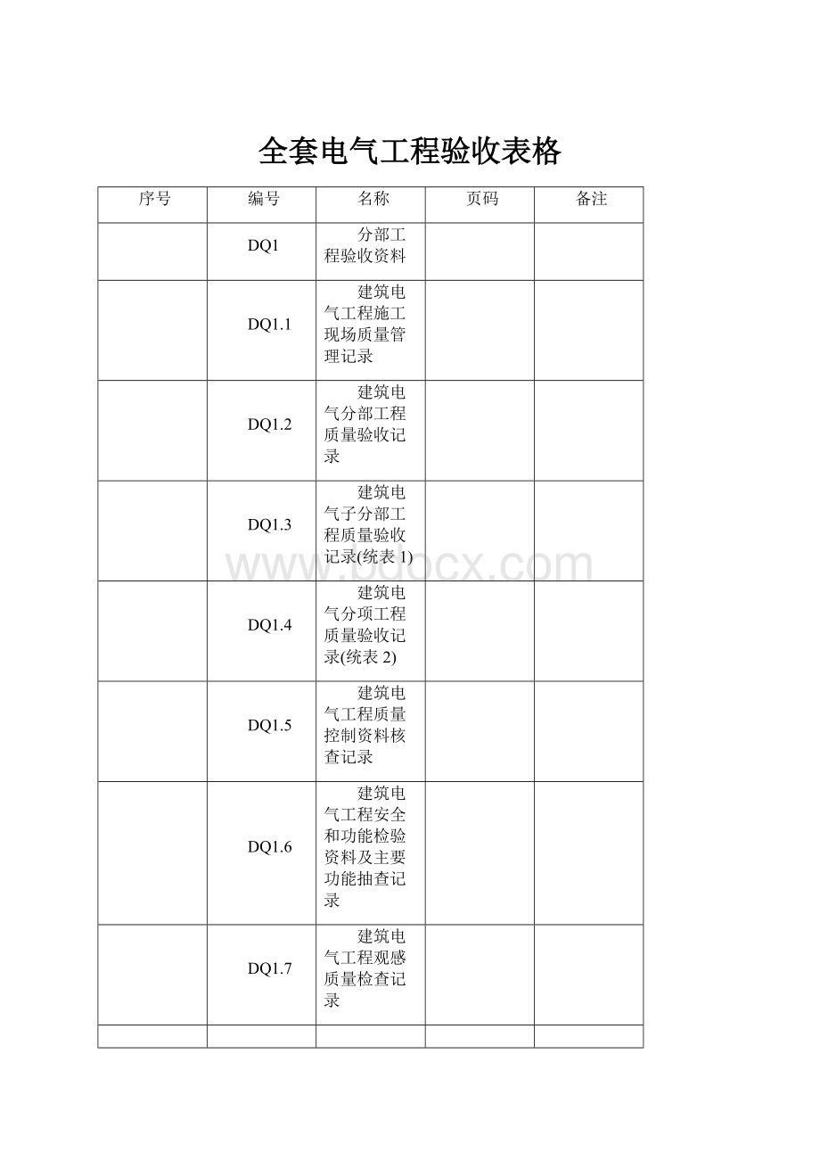 全套电气工程验收表格.docx_第1页