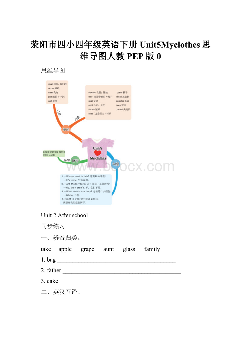 荥阳市四小四年级英语下册Unit5Myclothes思维导图人教PEP版0.docx_第1页