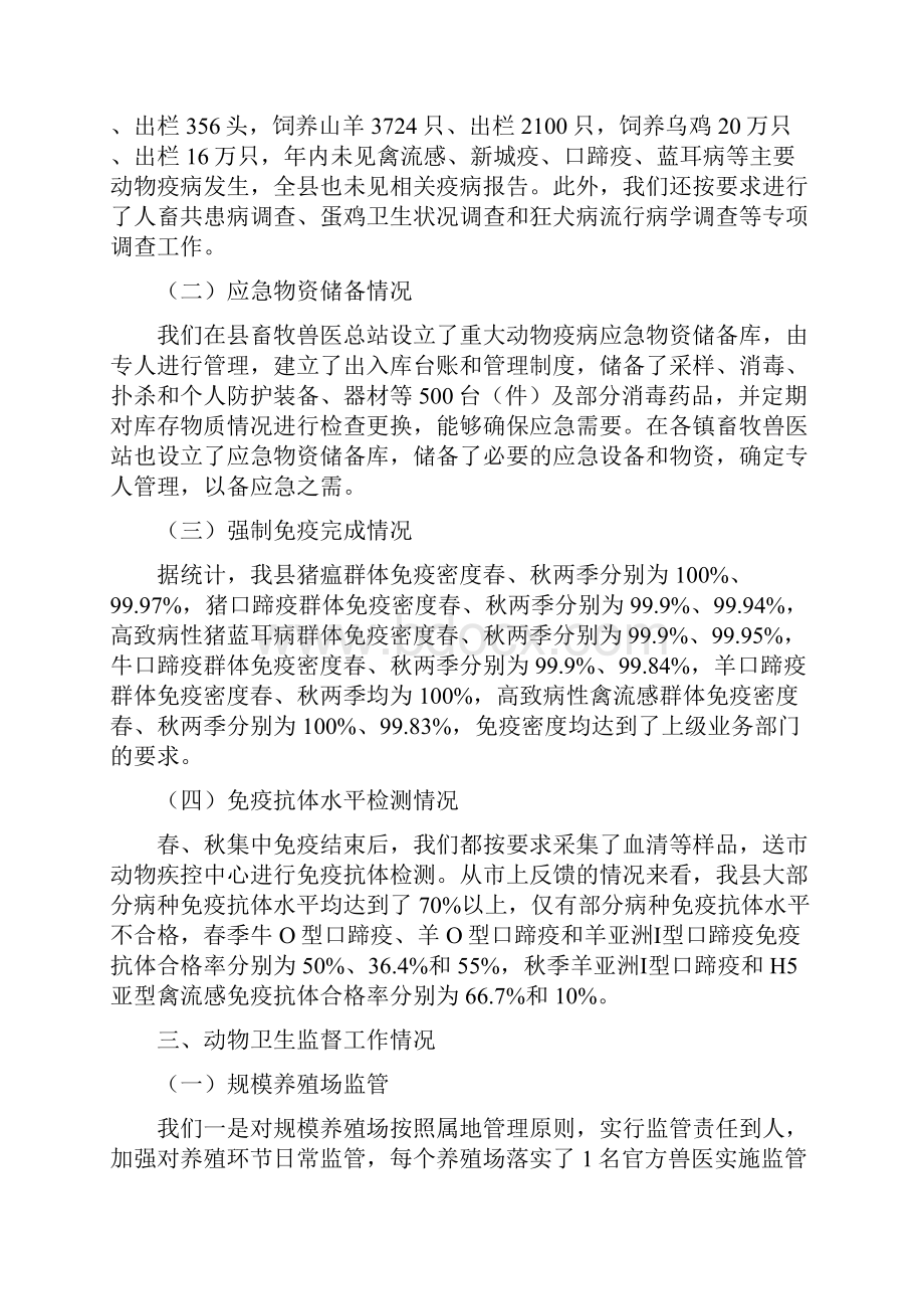 动物疫病防控年度自评报告与动物防疫监督终工作总结汇编Word文档格式.docx_第2页