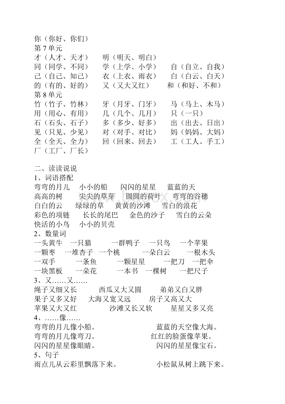 最新部编版小学一年级语文上册期末总复习资料.docx_第2页