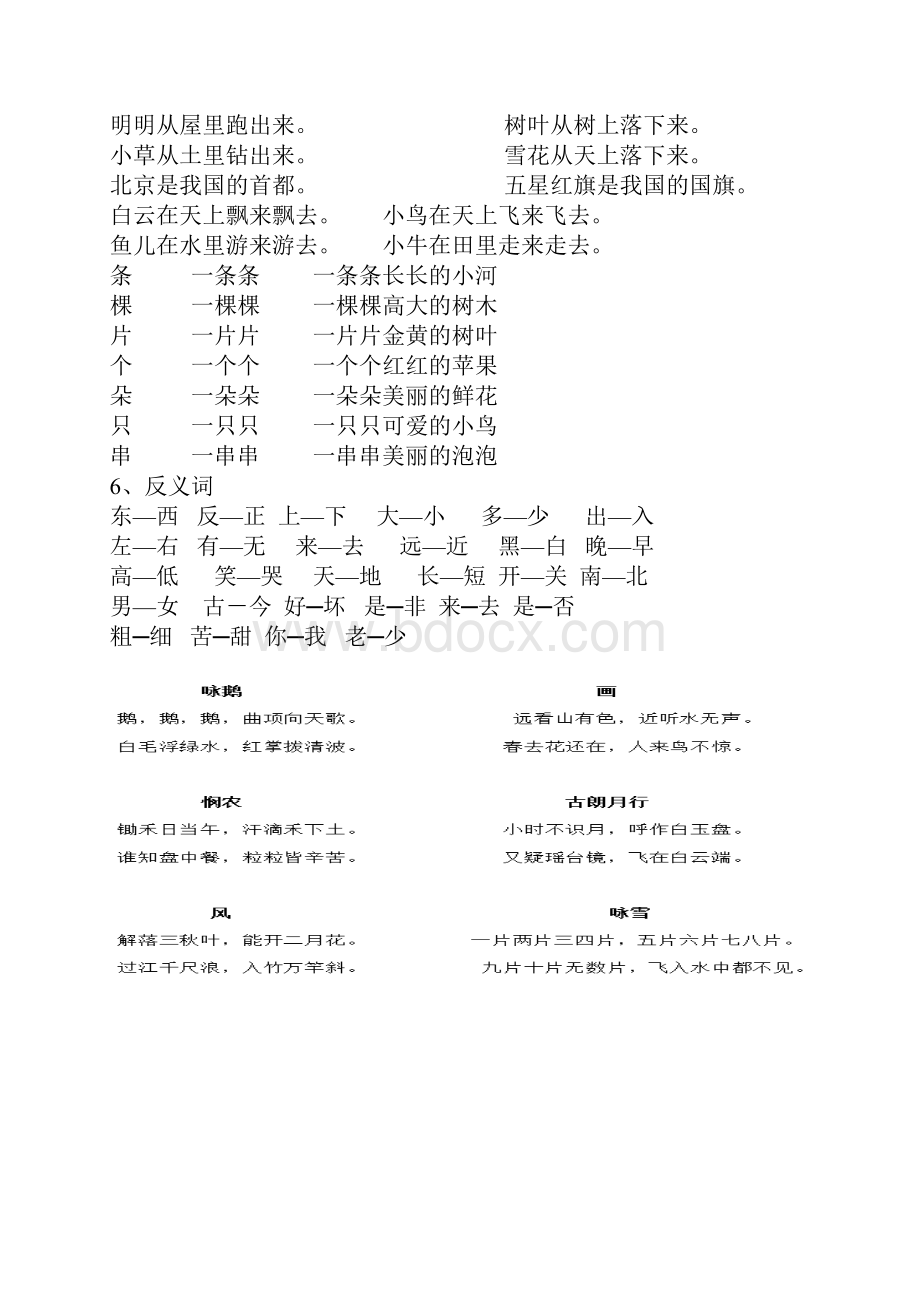 最新部编版小学一年级语文上册期末总复习资料.docx_第3页