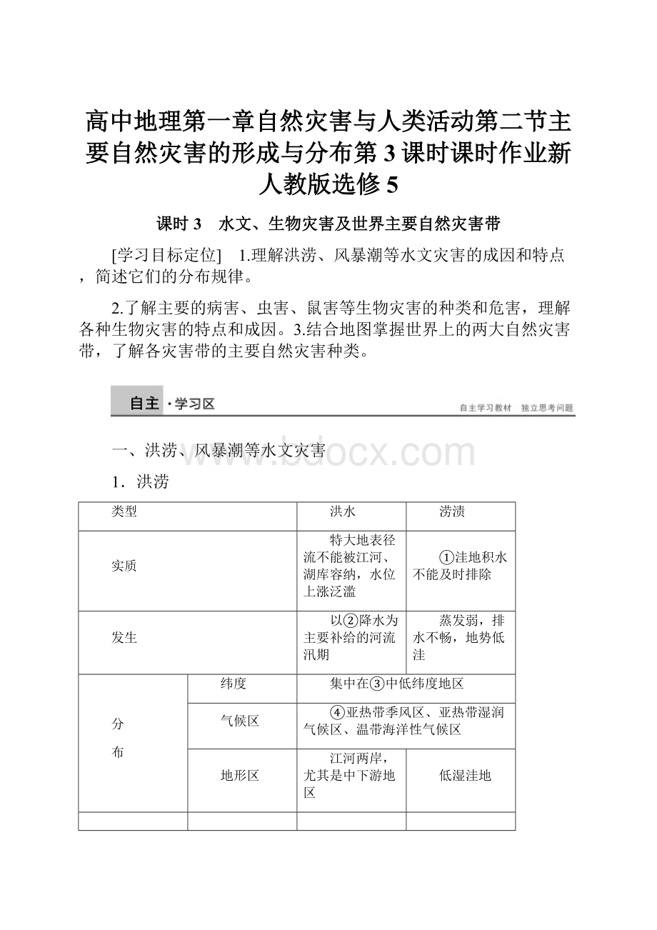 高中地理第一章自然灾害与人类活动第二节主要自然灾害的形成与分布第3课时课时作业新人教版选修5Word文档下载推荐.docx