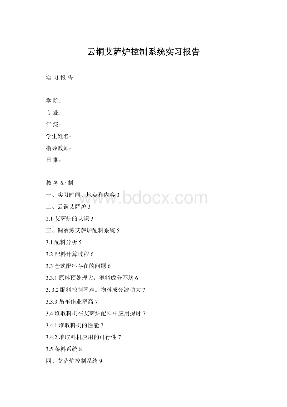 云铜艾萨炉控制系统实习报告Word格式.docx