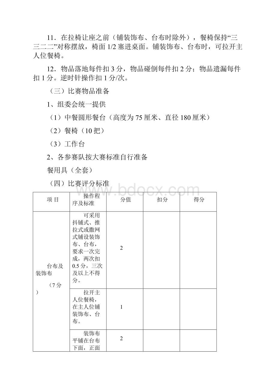 中餐宴会摆台客房中式铺床赛项技术规范Word文档下载推荐.docx_第2页