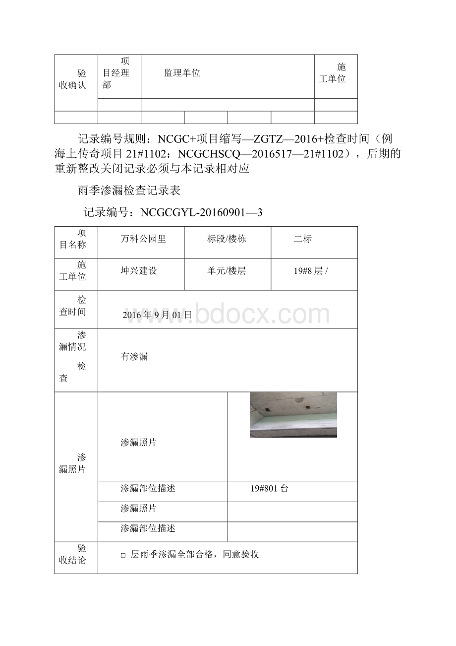 雨季渗漏检查记录簿表格91.docx_第2页