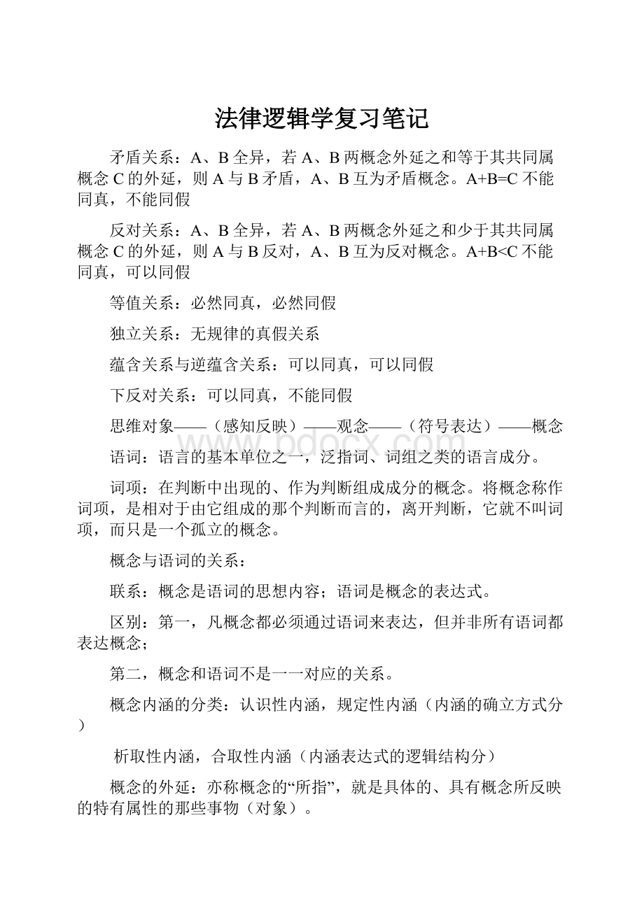 法律逻辑学复习笔记Word文档下载推荐.docx