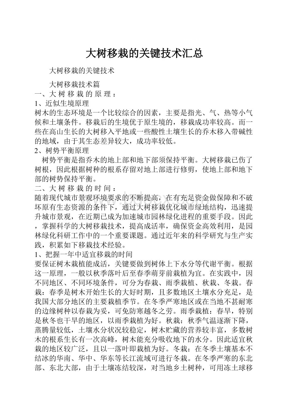 大树移栽的关键技术汇总.docx