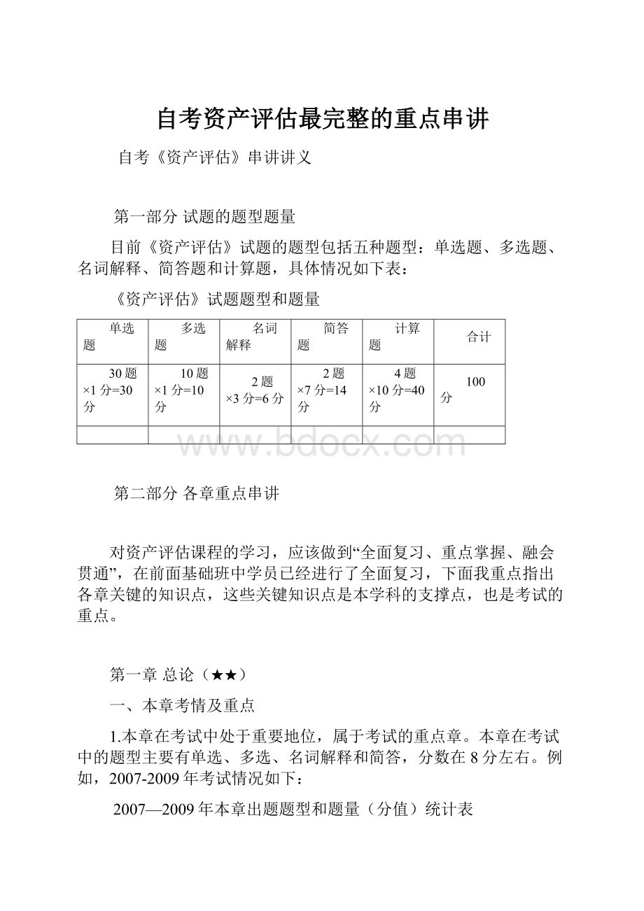 自考资产评估最完整的重点串讲.docx_第1页