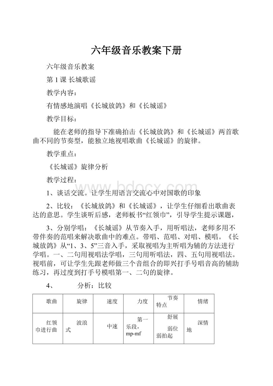 六年级音乐教案下册.docx_第1页