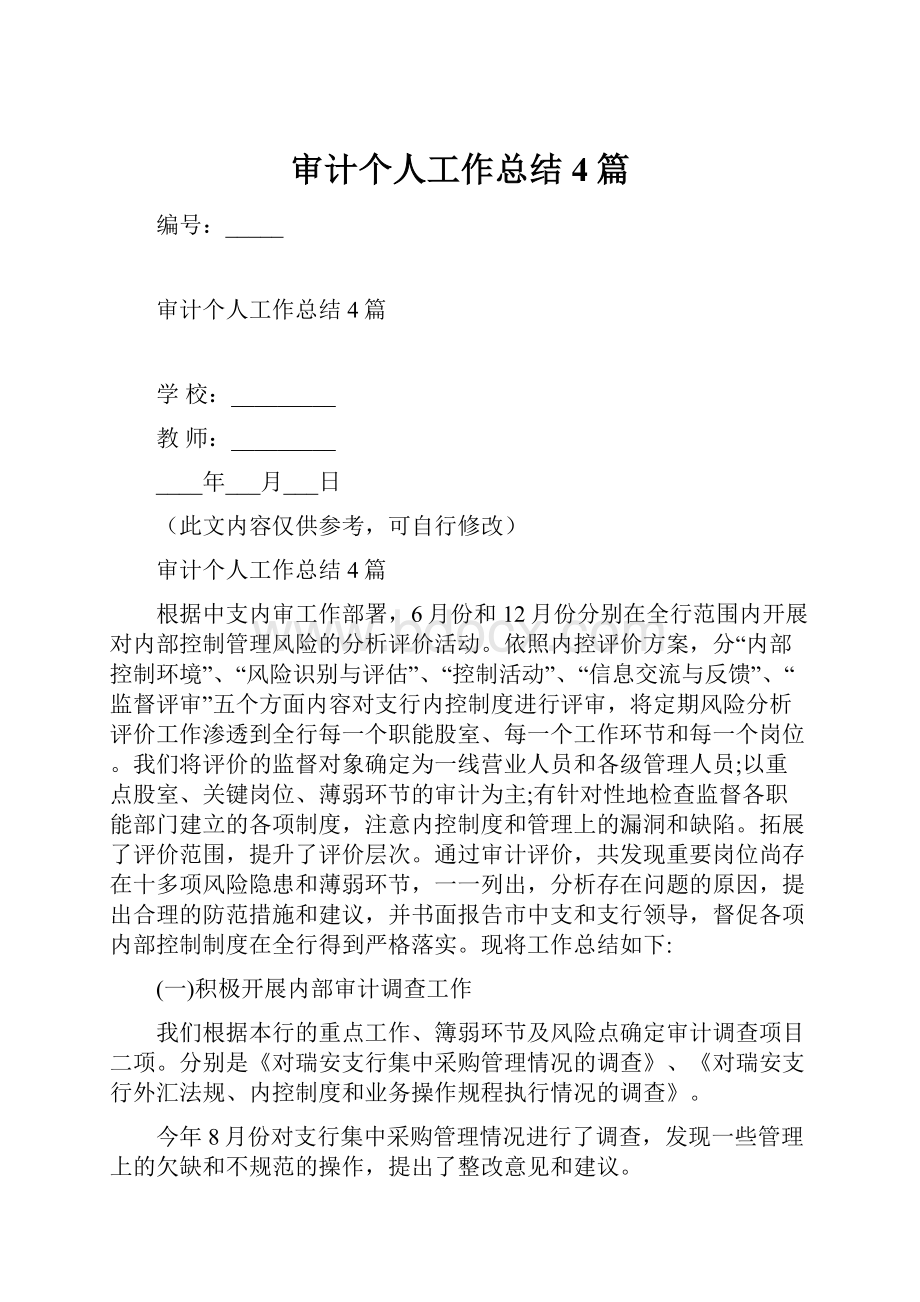 审计个人工作总结4篇.docx